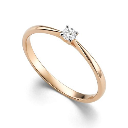 Кольцо из красного золота с бриллиантом