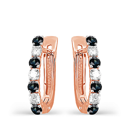 Серьги с английским замком из красного золота с бриллиантами