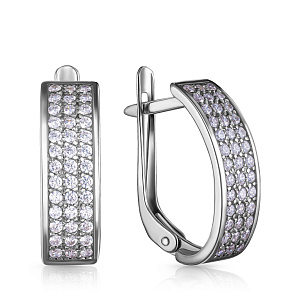 Серьги с английским замком из серебра с фианитом