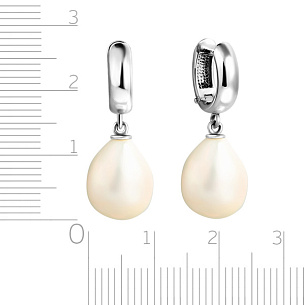 Серьги с английским замком из белого золота с жемчугом