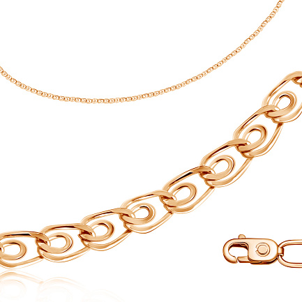 Цепь автомат из серебра, плетение сердечко