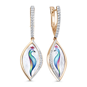 Серьги с английским замком из красного золота с бриллиантами