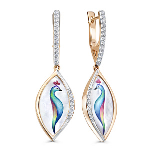 Серьги с английским замком из красного золота с перламутром