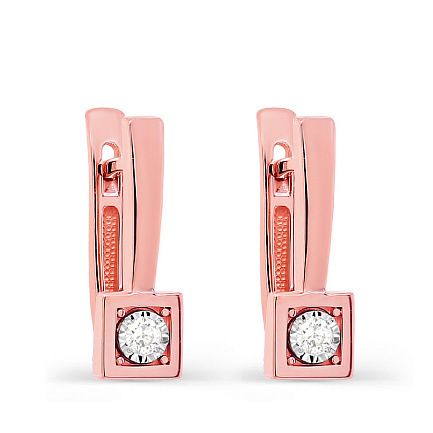 Серьги с английским замком из красного золота с бриллиантами