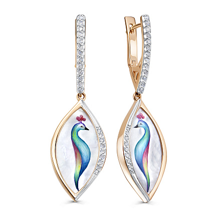 Серьги с английским замком из красного золота с бриллиантами