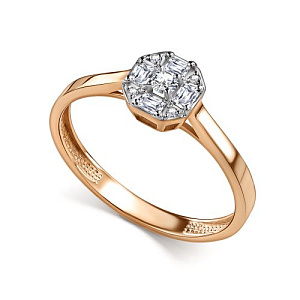 Кольцо из красного золота с бриллиантами