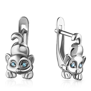 Серьги детские из серебра с фианитом