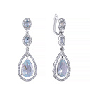 Серьги из белого золота с бриллиантами, топазами