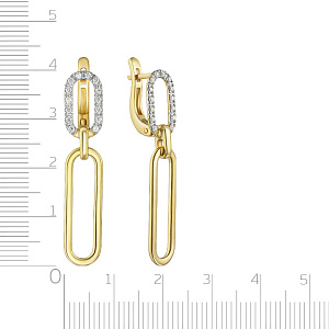 Серьги с английским замком из желтого золота с бриллиантами