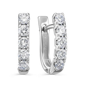 Серьги с английским замком из белого золота с бриллиантами