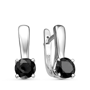 Серьги с английским замком из белого золота с бриллиантом