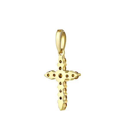 Крест из желтого золота с бриллиантами