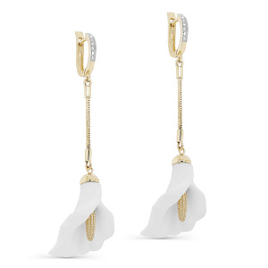 Серьги с английским замком из желтого золота с бриллиантами