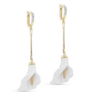 Серьги с английским замком из желтого золота