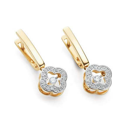 Серьги с английским замком из желтого золота