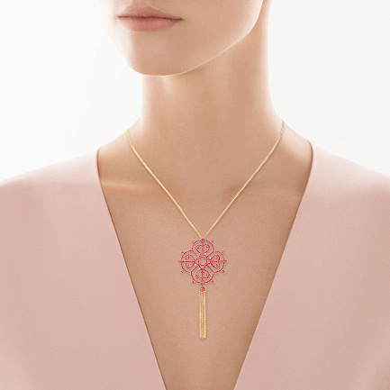 Подвеска из красного золота с бриллиантами, рубинами