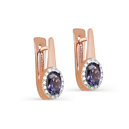 Серьги с английским замком из красного золота с бриллиантами