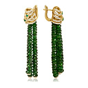 Серьги из желтого золота с бриллиантами, изумрудами