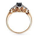 Кольцо из красного золота с бриллиантами, сапфиром