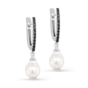 Серьги с английским замком из белого золота с бриллиантами