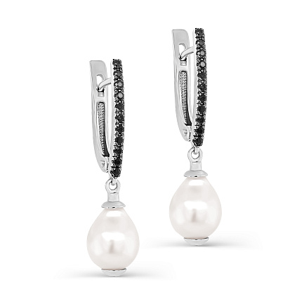 Серьги с английским замком из белого золота с бриллиантами