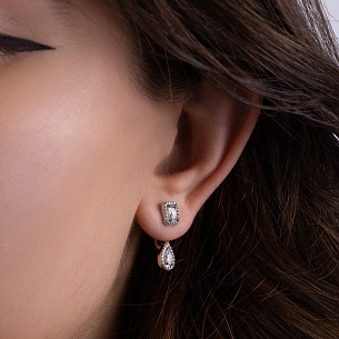 Пусеты из серебра с фианитами