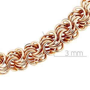Цепь ручной работы из красного золота, плетение розочка