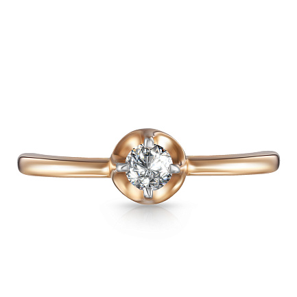 Кольцо из красного золота с фианитом