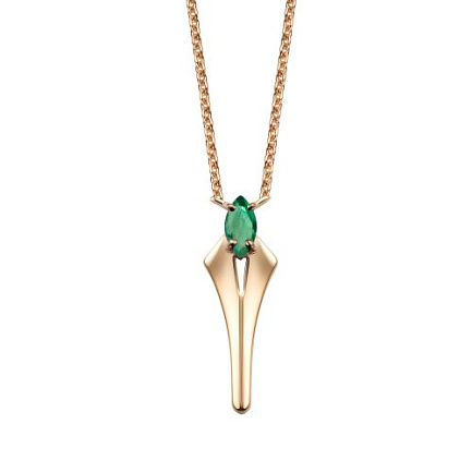 Колье из красного золота с изумрудом