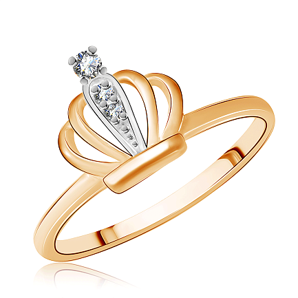 Кольцо из красного золота с фианитом