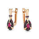 Серьги с английским замком из красного золота с рубинами