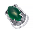 Кольцо из серебра с агатом, фианитом