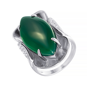 Кольцо из серебра с фианитом, агатом