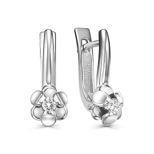 Серьги с английским замком из белого золота с бриллиантами