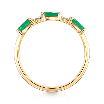 Кольцо из желтого золота с бриллиантами, изумрудами