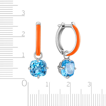 Серьги с английским замком из серебра с топазом