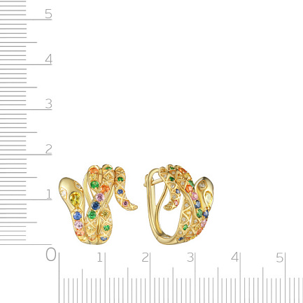 Серьги с английским замком из желтого золота с бриллиантами