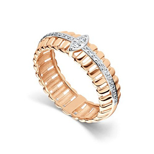 Кольцо из красного золота с бриллиантом