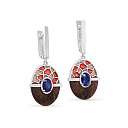 Серьги с английским замком из серебра с сапфирами