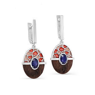 Серьги с английским замком из серебра с сапфиром