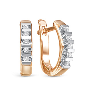 Серьги из красного золота с бриллиантом