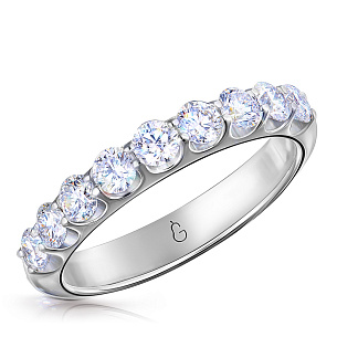 Кольцо обручальное из белого золота с бриллиантом