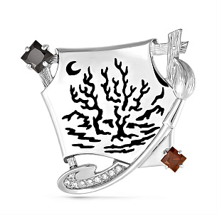 Брошь из серебра с фианитом