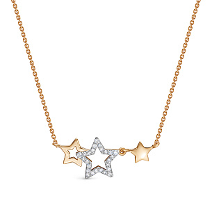 Колье из красного золота с бриллиантом