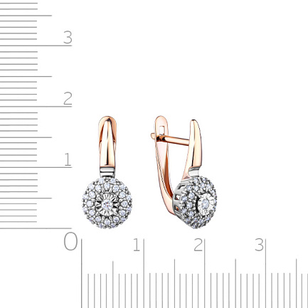 Серьги с английским замком из красного золота с бриллиантами