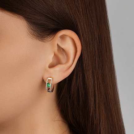 Серьги из желтого золота с бриллиантами