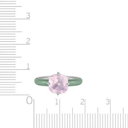 Кольцо из серебра с кварцем, эмалью