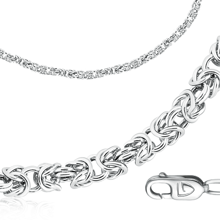 Цепь ручной работы из серебра, плетение византийское