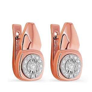 Серьги с английским замком из красного золота с бриллиантами