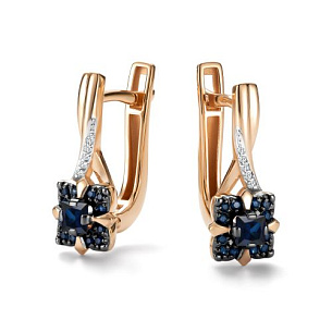 Серьги с английским замком из красного золота с бриллиантом